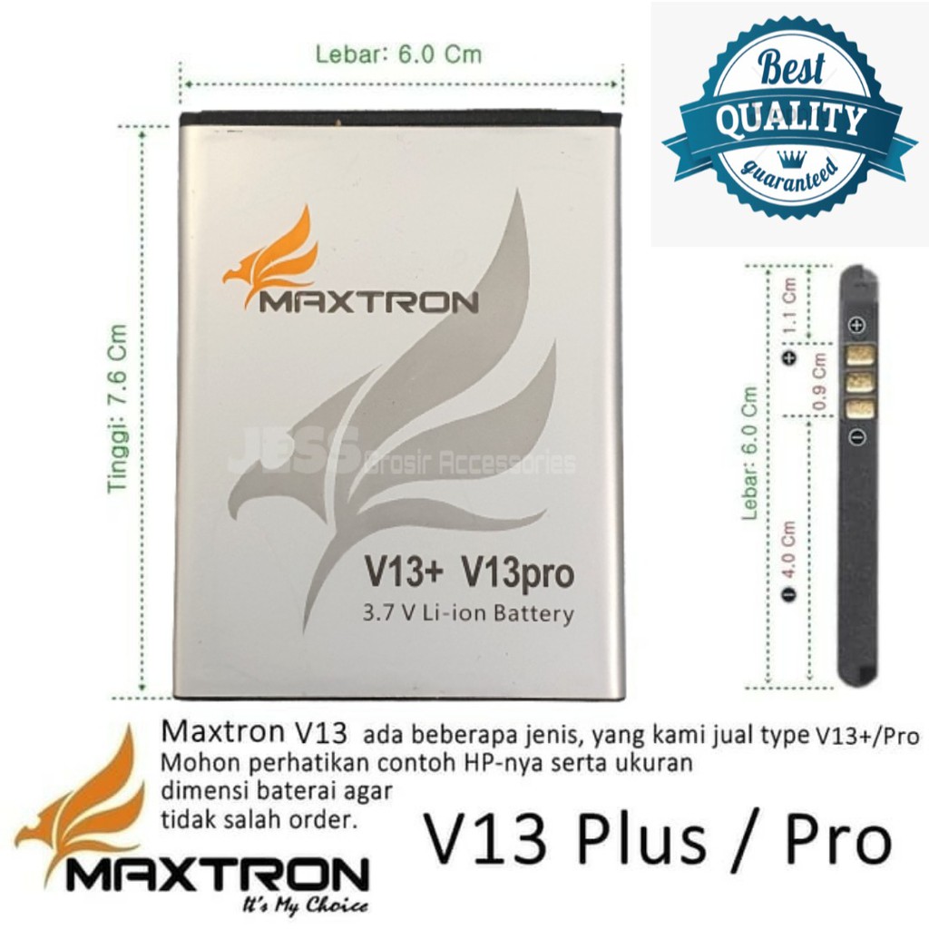 Baterai Battery Batre Original Double Power Maxtron V13+ , V13 Plus , V13 Pro