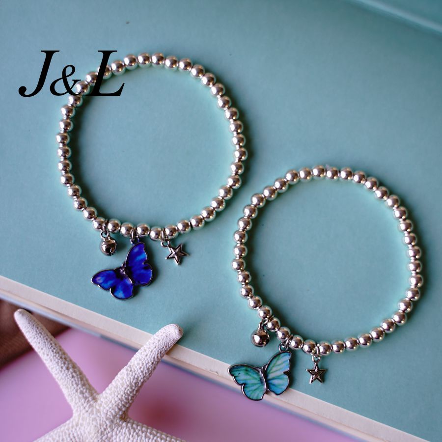 ※Hot Sales※ Fashion Popular Women Jewelry Alloy Bead Butterfly Pendant Bracelet