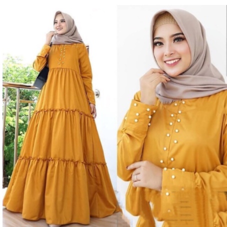 Gamis Brokat Kondangan Bridesmaid Dress Premium Baju Tunangan Polos Terbaru 2021 Seragam Lebaran