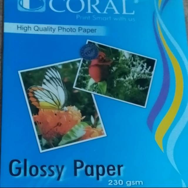 

Kertas foto glossy paper coral 230gsm (isi 20 lembar)