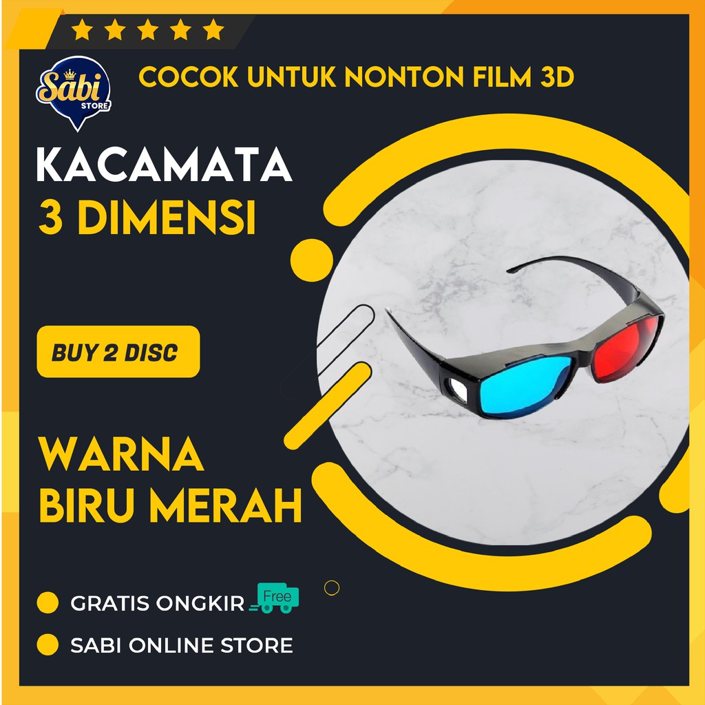KACAMATA 3D GLASSES / NONTON 3 DIMENSI / BIOSKOP ANIMASI MERAH BIRU