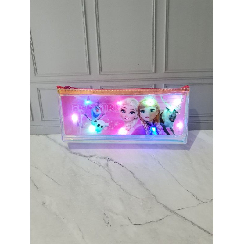 tempat pensil DOMPET nyala/pencil case LED/pouch lampu/dompet pouch-Frozen