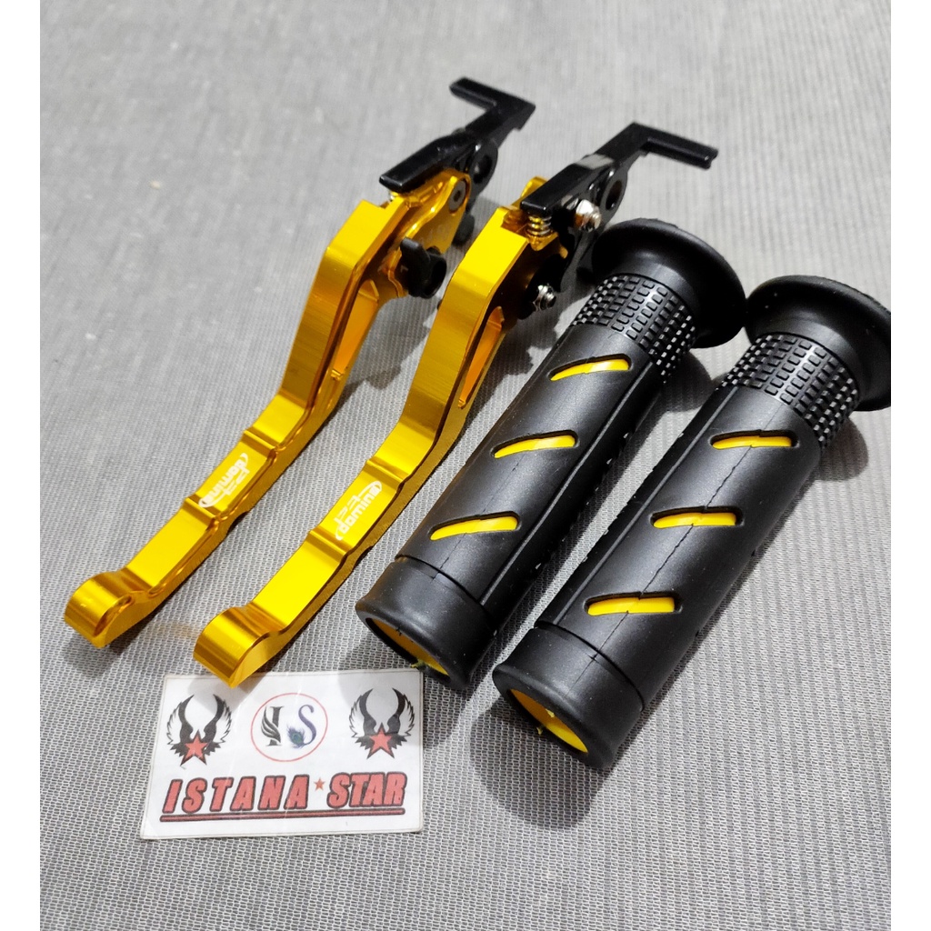 Handle Rem NMAX New 2020/OLD - Handel Rem Variasi Yamaha Nmax Terbaru 2020 Full CNC / Hendel Rem Depan Dan Rem Belakang NMAX Plus Grip DOMINO SISIK GOLD