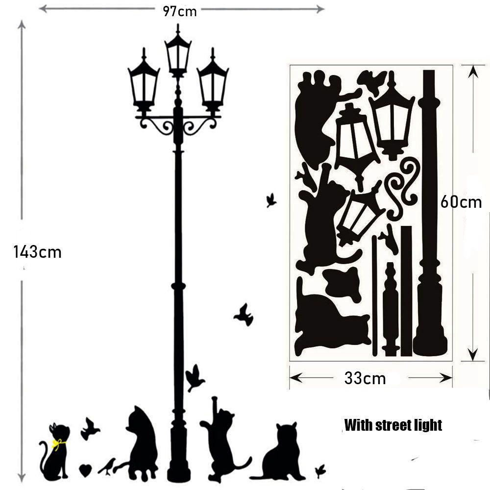 Solighter 1set/Pack Cat Play Kupu Lampu Jalan Kartun Dekorasi Dapur Removable Decoration
