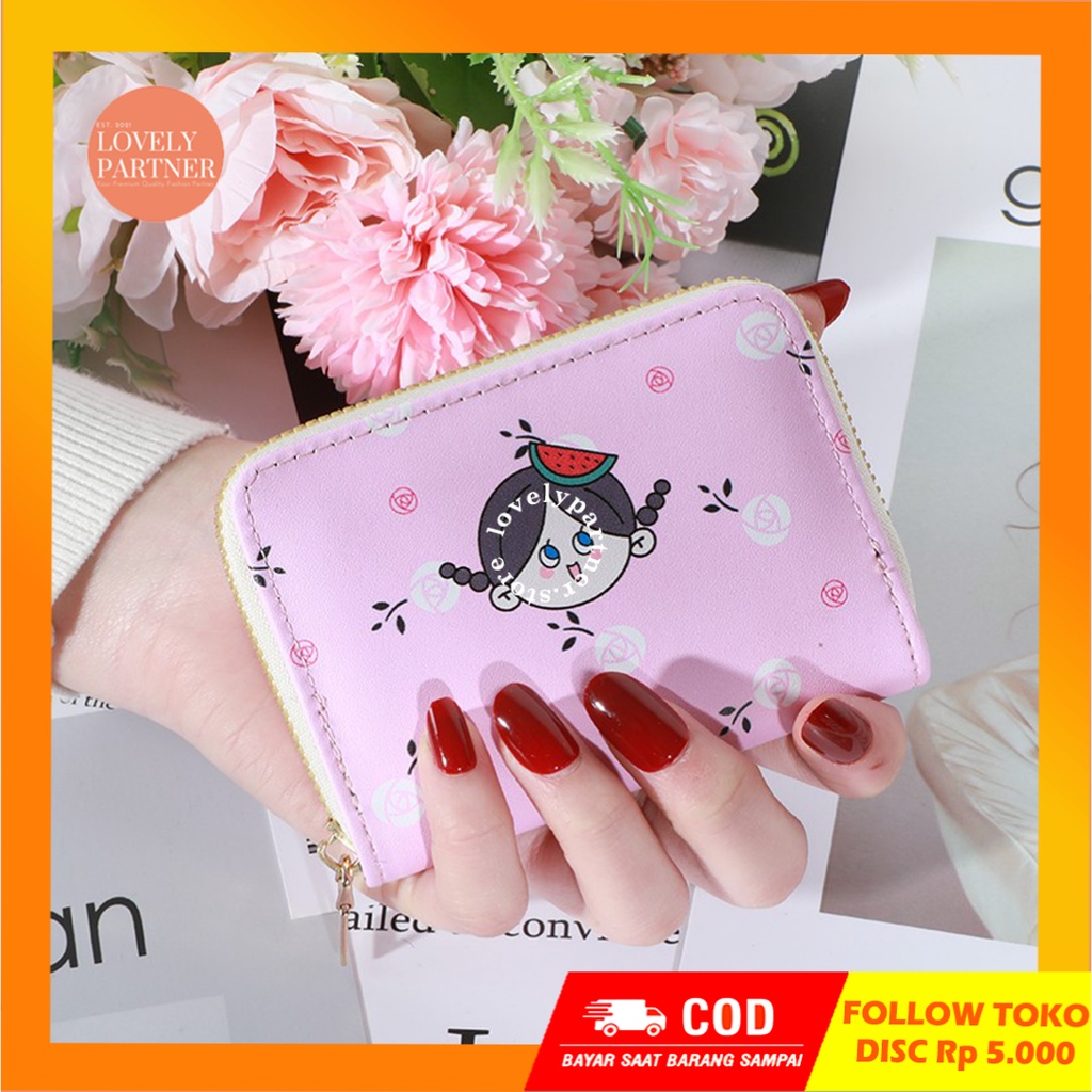 W21 Dompet Mini Wanita Lucu Cute Girl Murah Kantong Koin Kartu Uang Foto Cewek Women Wallet Kecil Woman Perempuan Kulit PU Leather Binatang Putih Hitam Panjang  Korea Pria Cowok Laki Laki Lipat Import Premium Tas Jepang Import Hadiah Cantik Cewe