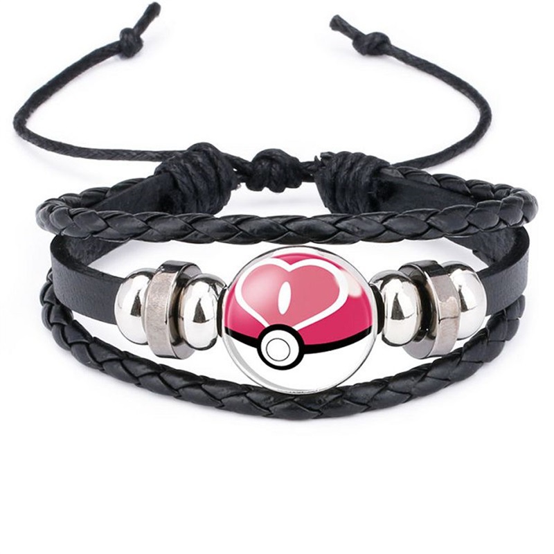 2022 Gelang Tangan Kulit Motif Anime Pokemon Ball Untuk Pria / Wanita / Anak