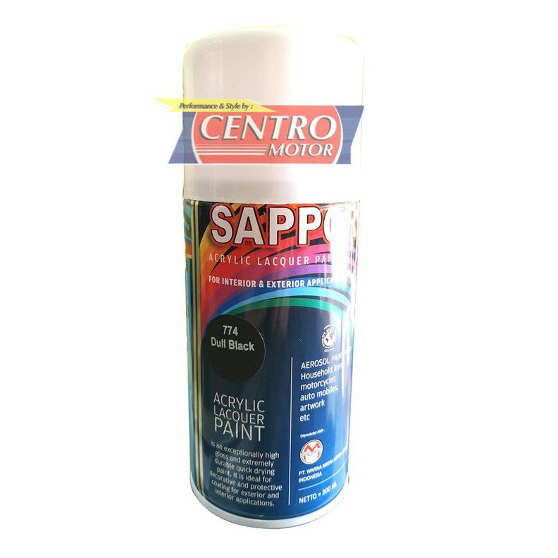 SAPPORO 774 DULL BLACK 300ml.CAT SEMPROT HITAM DOFF untuk Body Motor, Sepeda, Gundam, Hotwheel