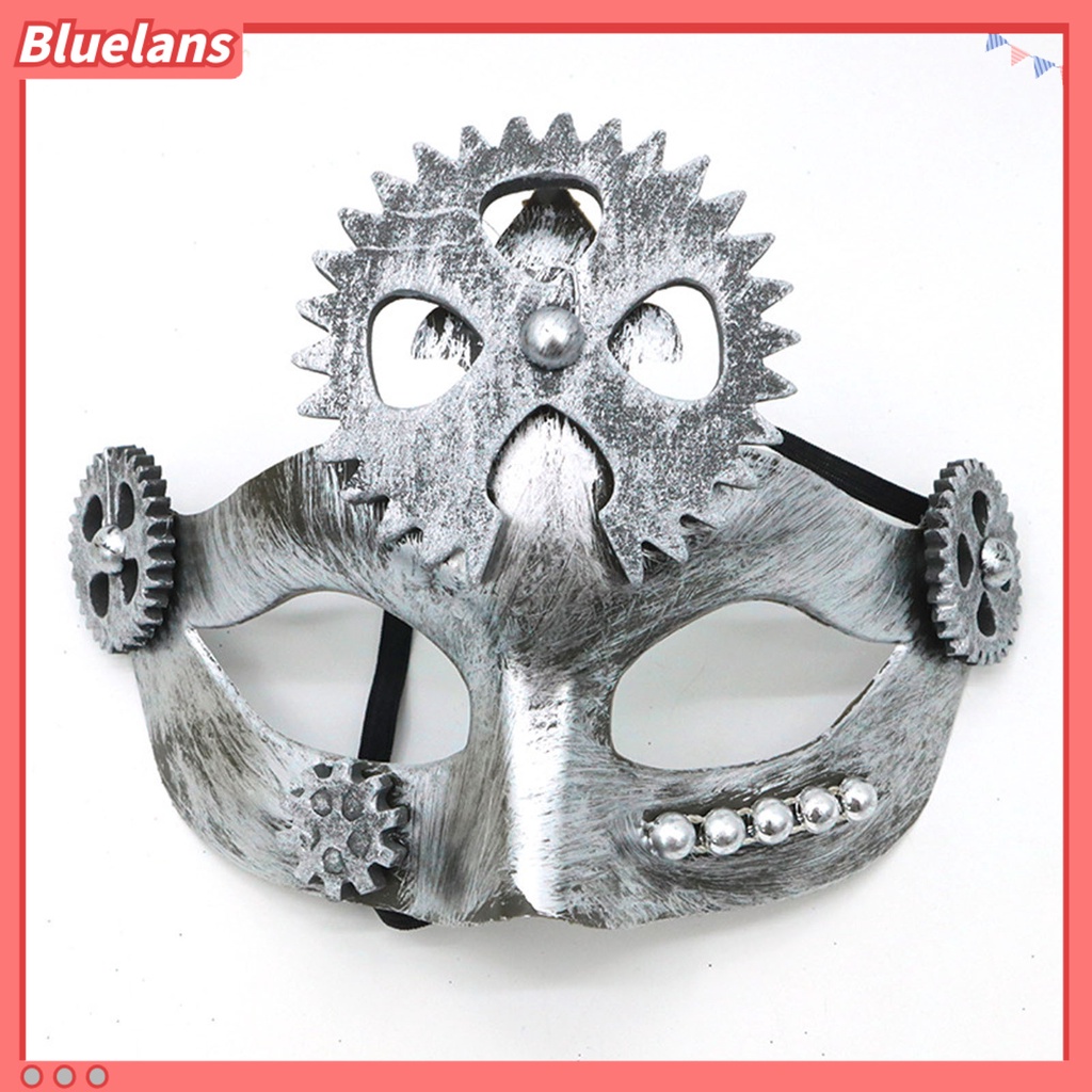 Cover Wajah Pria / Wanita Lapis Silver Gaya Steampunk Retro Reusable Untuk Pesta Halloween / Cosplay