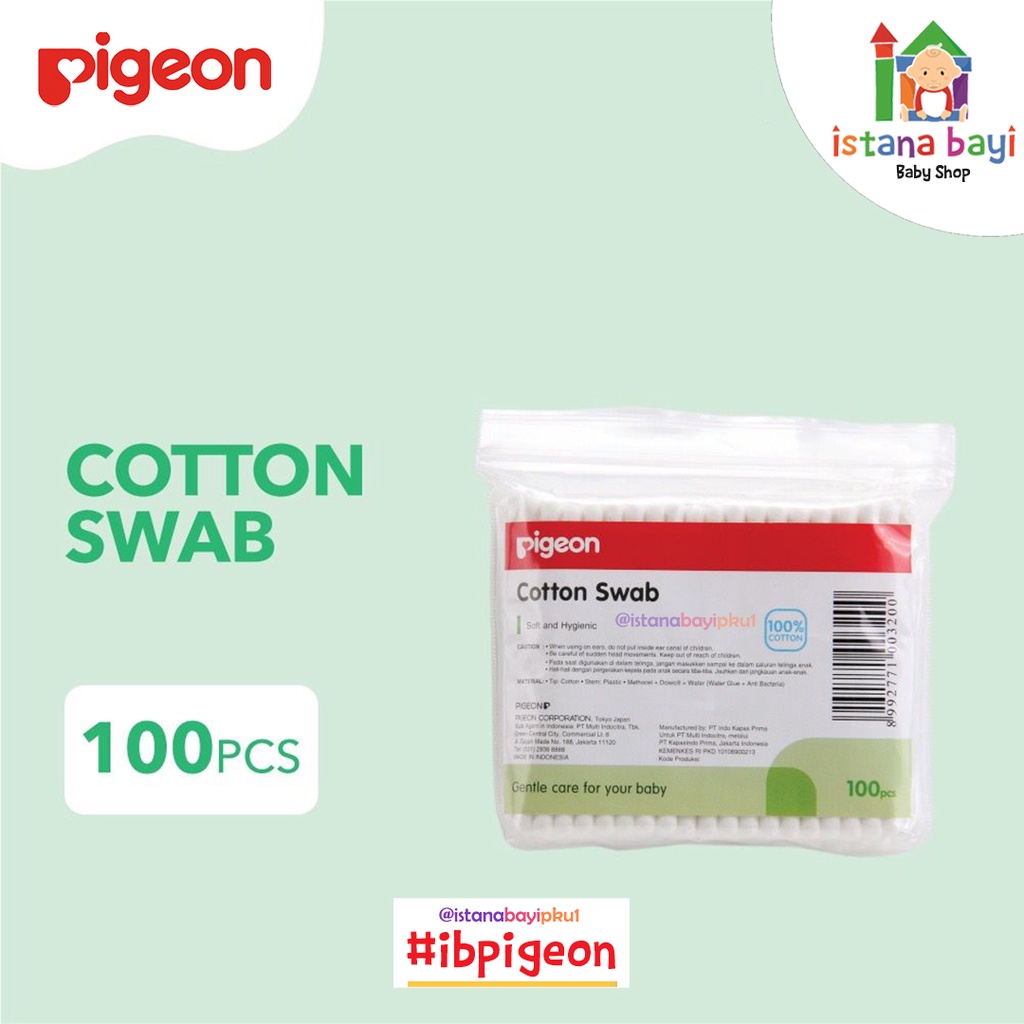 PIGEON Cotton Swab 100 Isi 100 Pcs / Cotton Buds / Pembersih Telinga Bayi