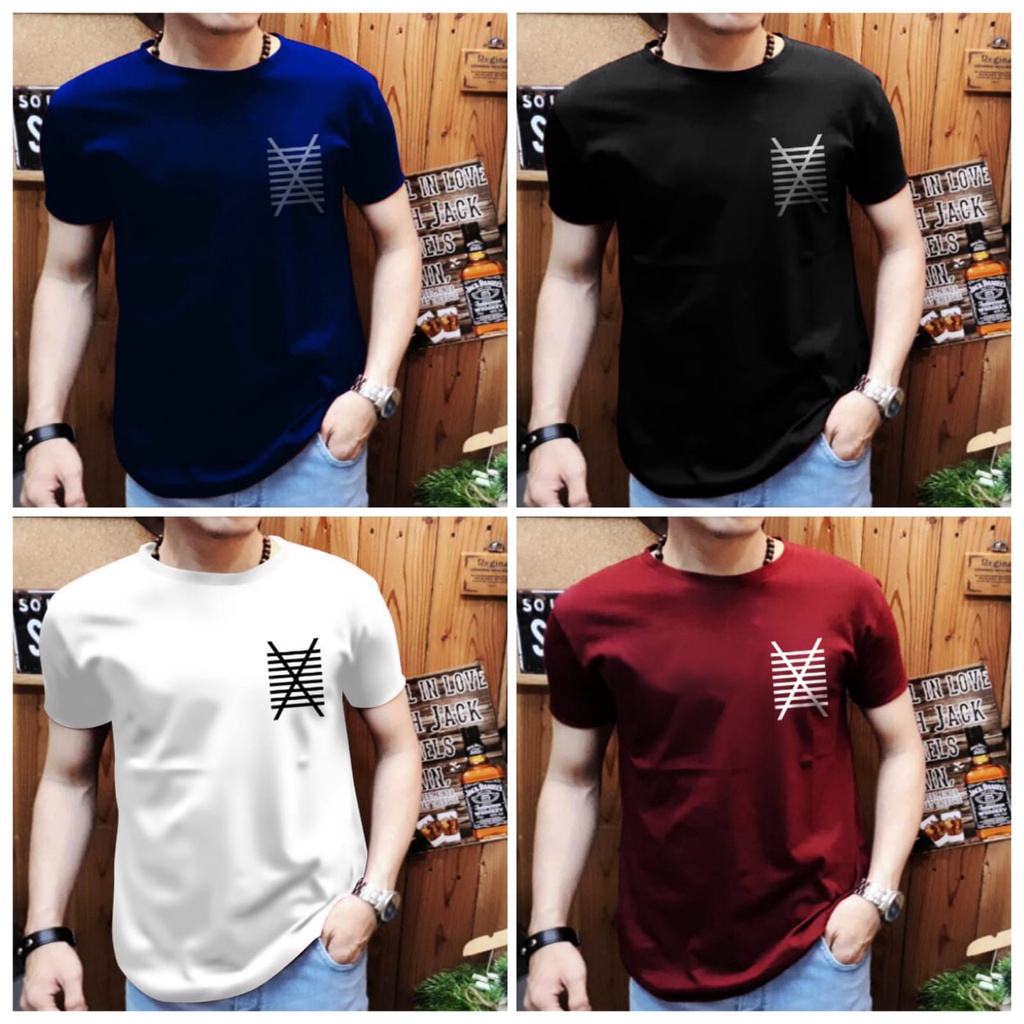 KAOS PRIA DISTRO BAJU KAOS OBLONG SIZE JUMBO ORIGINAL MOTIF X GARIS KANTONG