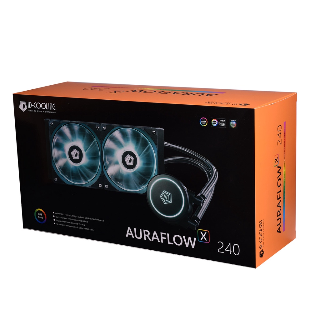 ID-COOLING AURAFLOW X 240 | RGB Sync AIO CPU Cooler Liquid Cooling