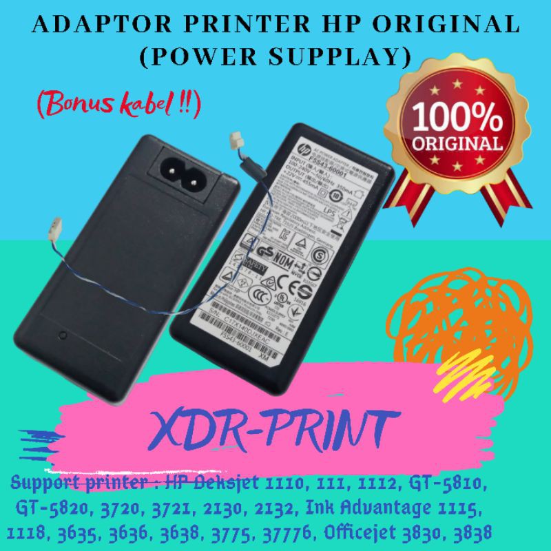 Adaptor printer HP Deksjet 1110 1111 1112 1115 GT5810 GT5820 2135 3720 3635 power supplay 22volt