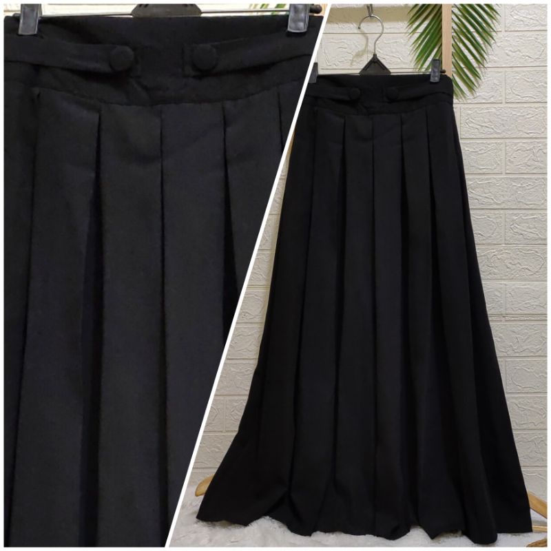 Rok rempel bahan wolfis / rok payung woolpeach / rok kerja kuliah