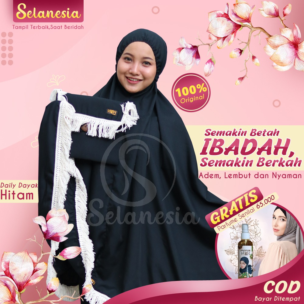 Mukenah Mukena Dewasa Parisku jumbo Mewah Sutra Renda Bordir Terbaru Adem Premium Polos Hitam 03