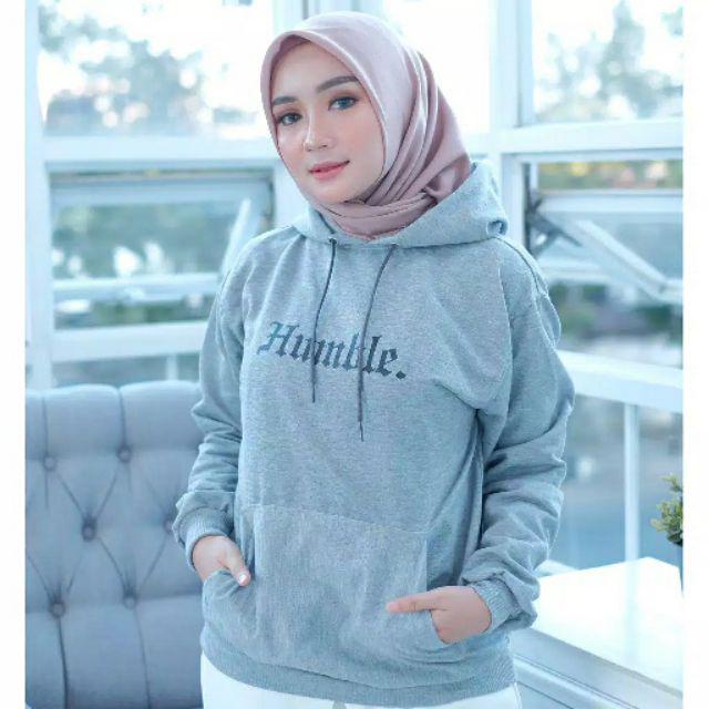 [COD] Sweater Hoodie Wanita Kawai Premium Quality-Abu