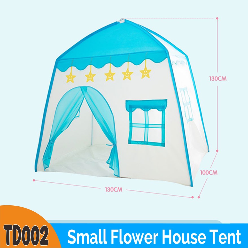 Tenda Bermain Princess Castle Outdoor Biru dan Pink Tenda Anak Model Rumah -Wonderdekorasi