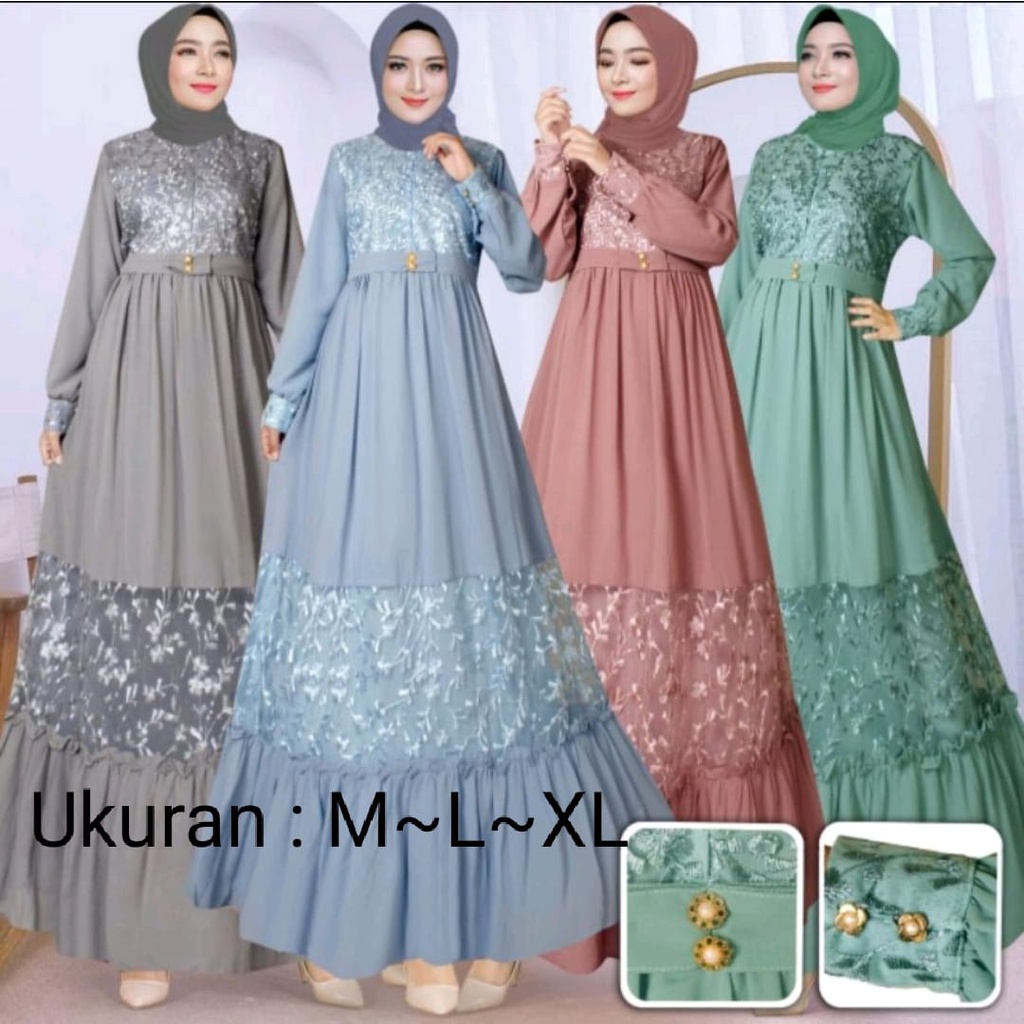 Gamis Wanita Terbaru Barukat Gelitter Temurah / Marya dress Maxi / Baju Wanita Lebaran Barukat / Lon