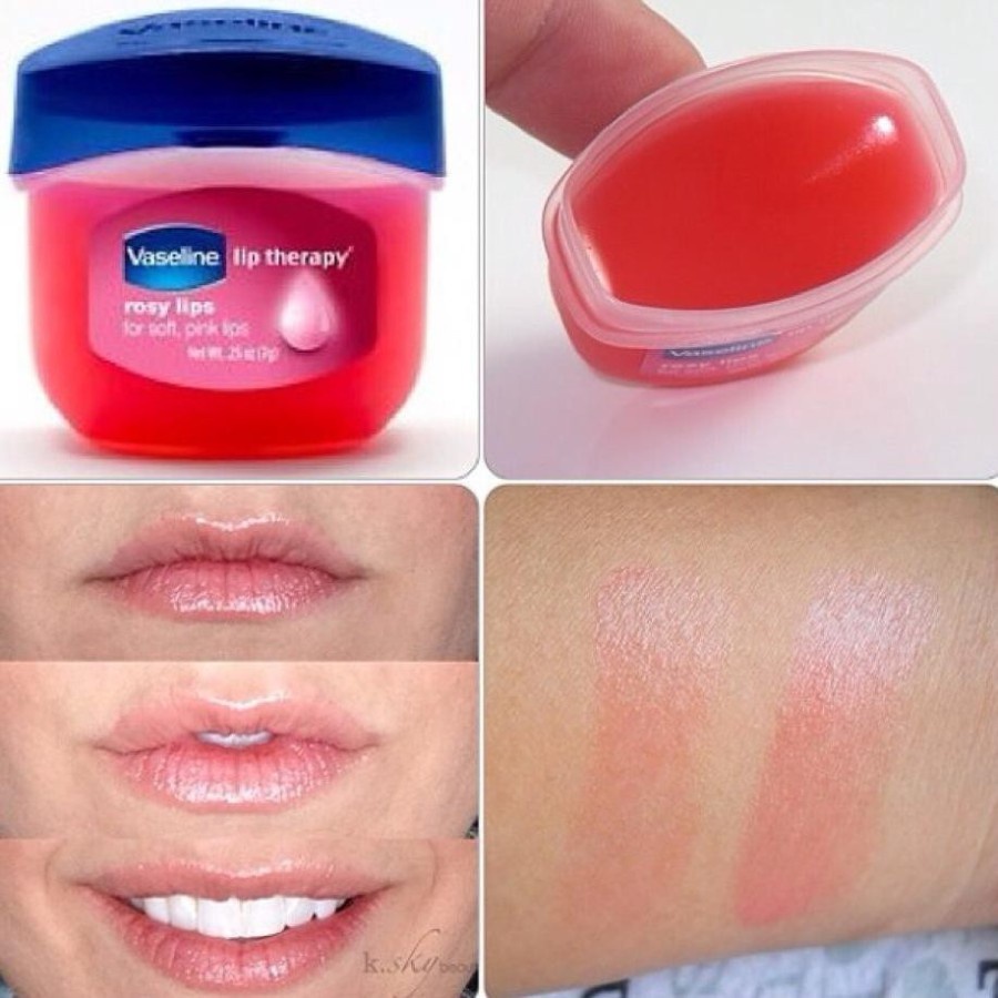 Vaseline Lip Balm Therapy Rosy pink Moisturizing Pelembab dan Pemerah Bibir Permanen Alami