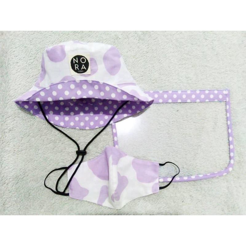 NORA REVERSIBLE BUCKET HAT FACE SHIELD ANAK & BAYI-Moo Lilac