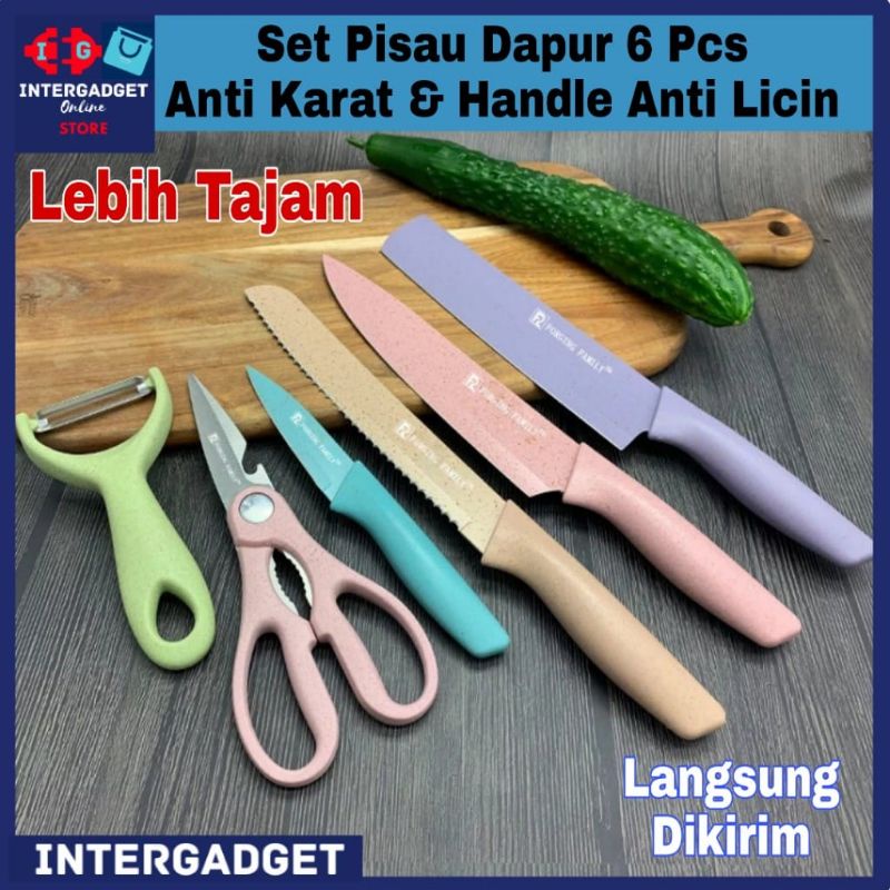 Set 6 Pcs Pisau Dapur Multicolor Kitchen Knife Set