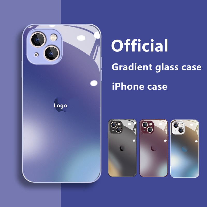 Casing Silikon + Kaca Warna Gradasi Untuk iphone 11 12 pro max 13 pro max Xs XR