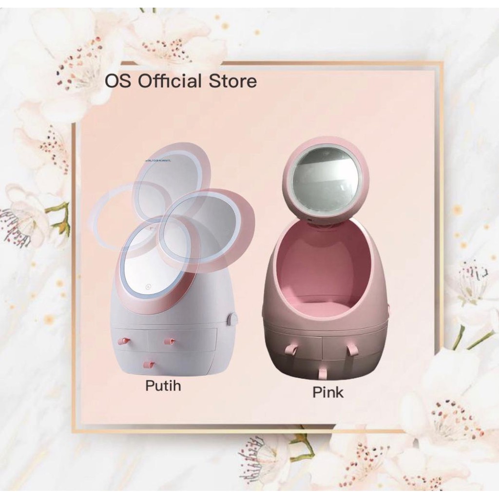 (READY &amp; ORI) Charme Rak Kosmetik Kapsul LED Putih / Pink / Hijau rak make up makeup dinding unik viral