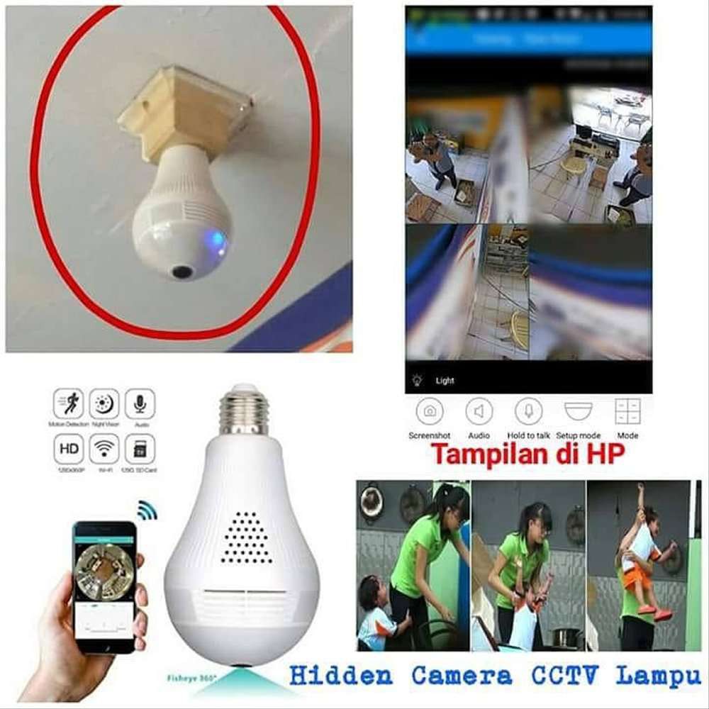 [ORIGINAL] CCTV LAMPU / IP CAMERA BOHLAM CCTV LAMPU 720P V380 ORIGINAL / KAMERA CCTV WIRELESS