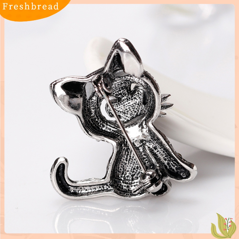 [ TERLARIS]Vintage Women Girls Lovely Cat Kitten Rhinestone Collar Brooch Pin Party Jewelry