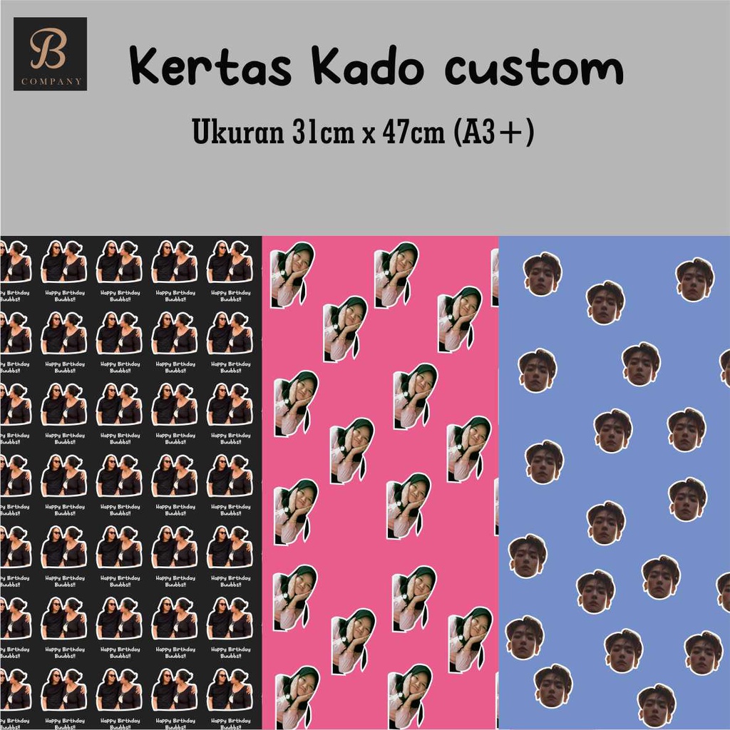 

(SEHARI JADI) KERTAS KADO CUSTOM (3 lembar A3+) KERTAS KADO AESTHETIC bisa foto doi/bias/idol