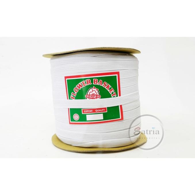 Buruan beli] Tali Karet Elastic Flower Basket PUTIH SJ10 10mm / Tali Karet Kolor