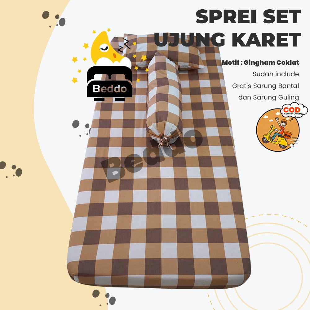 Sprei Single Motif Kotak Gingham Aesthetic Korean Style