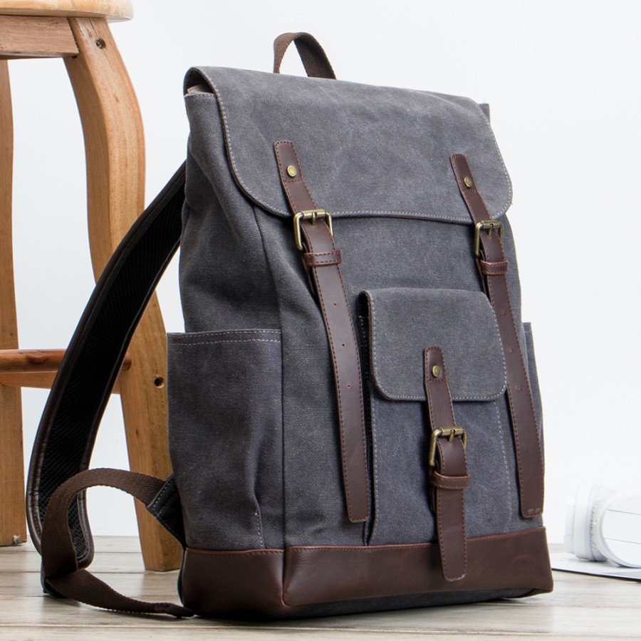 Tas Ransel Pria Kanvas Tebal Tas Kuliah Canvas Backpack Travel 2905