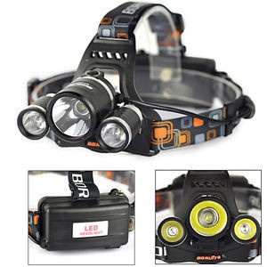 Paket senter kepala 3 MATA LED / Headlamp RJ3000 T6 3LED PLUS CHARGER BATERAI