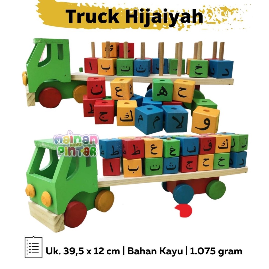 Mainan Edukasi Anak Truck Alphabet / Truck Hijaiyah / Truck Angka / Balok Accesories / Kotak Klasifikasi Bisa COD