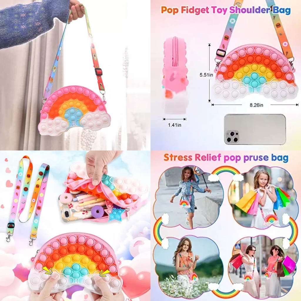 Tas Pop It Anak Unicorn-HELLO KITTY Pop it Handbag /Slempang/Bakcpack