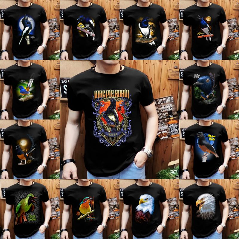 Kaos pria terbaru khusus gambar burung Murai dan Kacer juara dunia / Shalch trendy