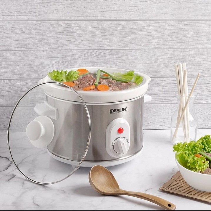 Idealife IL-350 Slow Cooker Cook Alat Masak Sup Kuah 5 Liter 5L Bubur