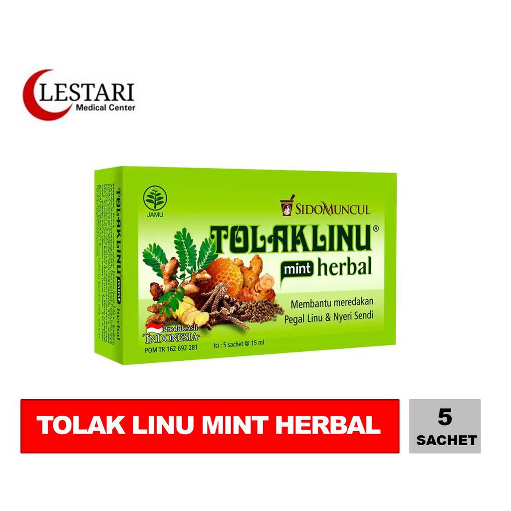 

Tolak Linu Herbal Mint 1 Box Isi 5 Sachet Pegal Linu - hijau