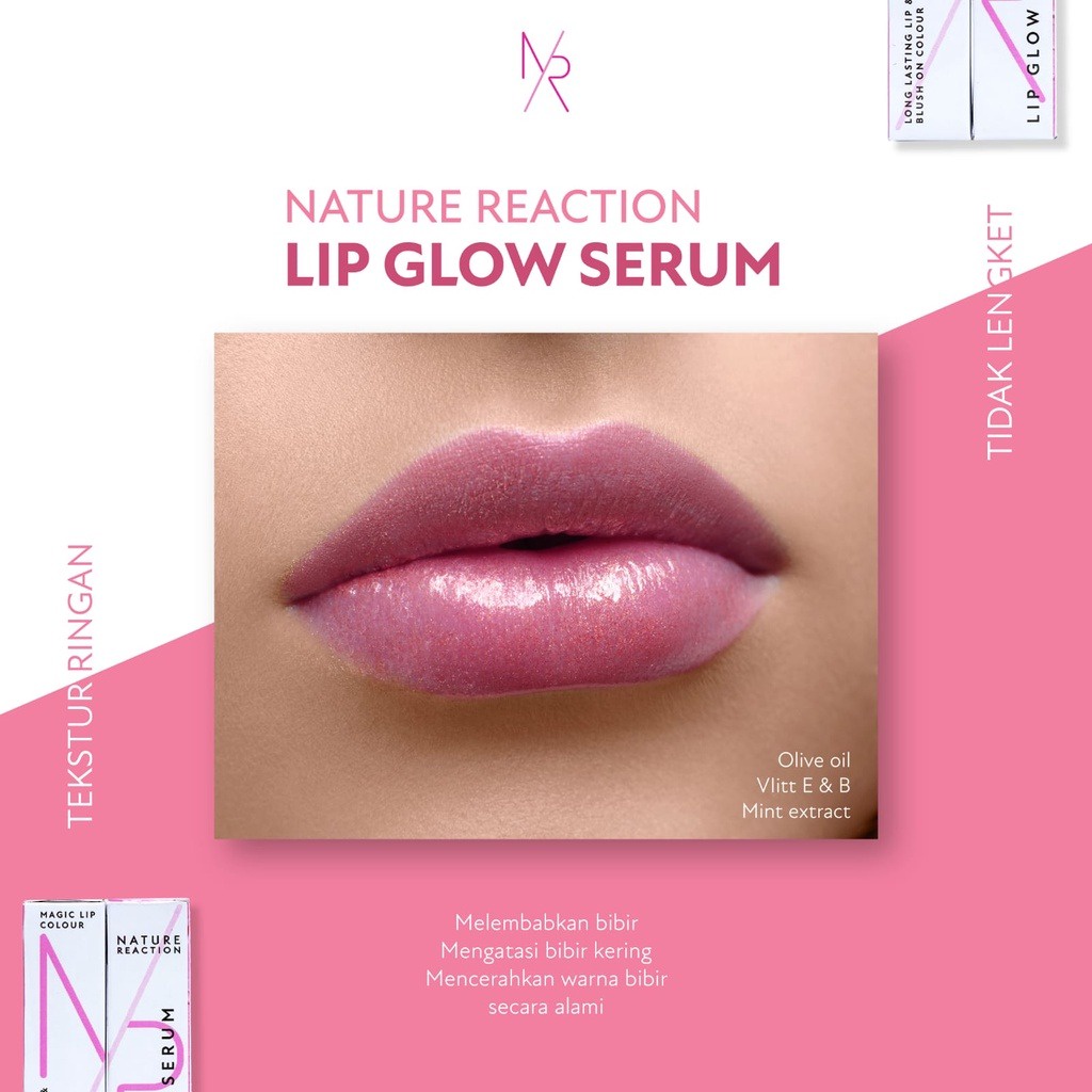 Nature Reaction Lip Glow Serum Original Serum Bibir Solusi Untuk Mencerahkan Bibir Hitam 2,6 ml Aman BPOM