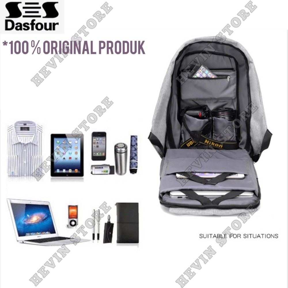 TAS ANTI MALING ORIGINAL DASFOUR HIGH QUALITY WATERPROOF PLUS USB