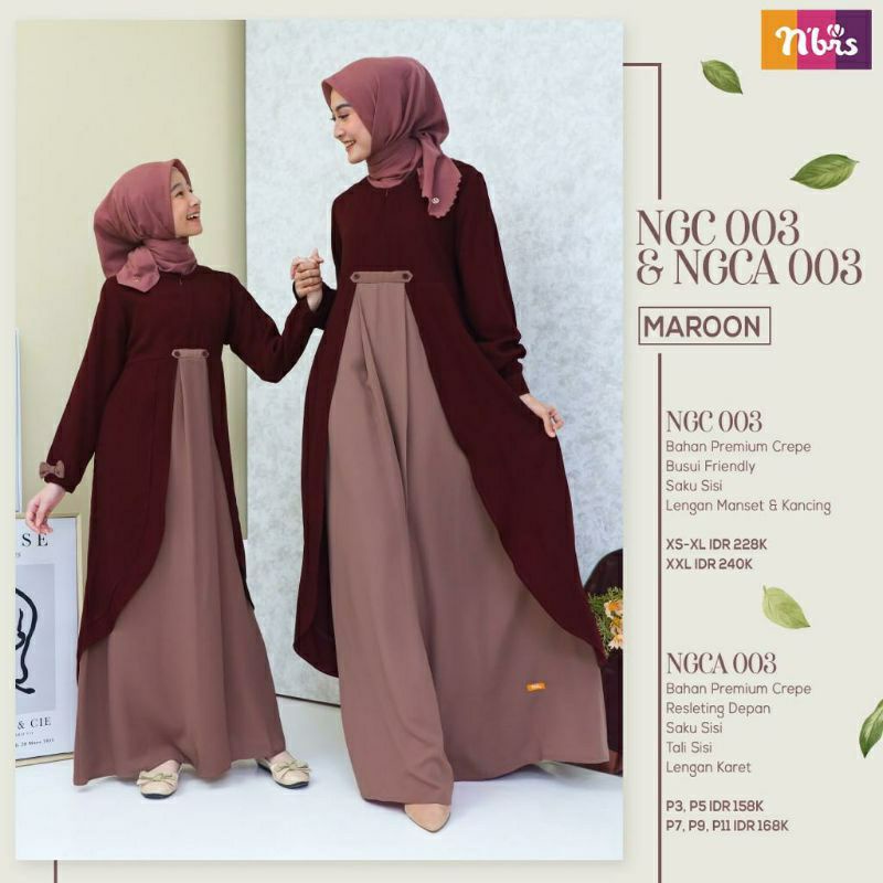 NIBRAS NGC 003 NGCA 003 | GAMIS COUPLE IBU DAN ANAK NIBRAS | NIBRAS TERBARU 2021