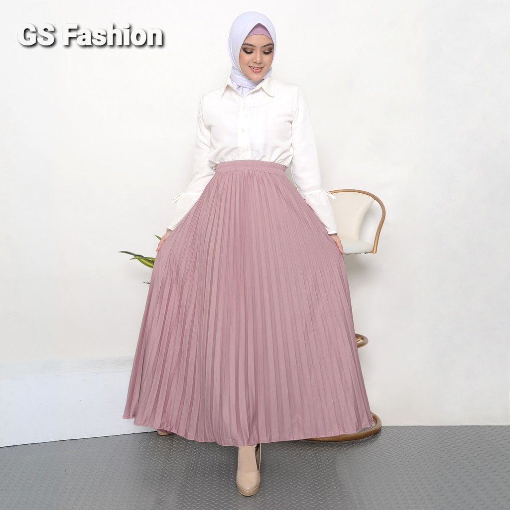 GS- ROK PLIKSET PREMIUM 256C/ROK PLISKET PANJANG/ROK PLISKET TERLARIS DAN BEST SELLER BAHAN HYGET PR