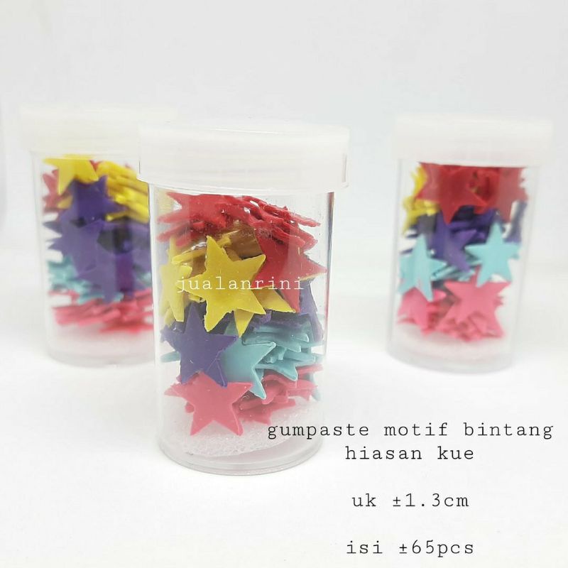 

Gumpaste hiasan kue motif bintang warna campur