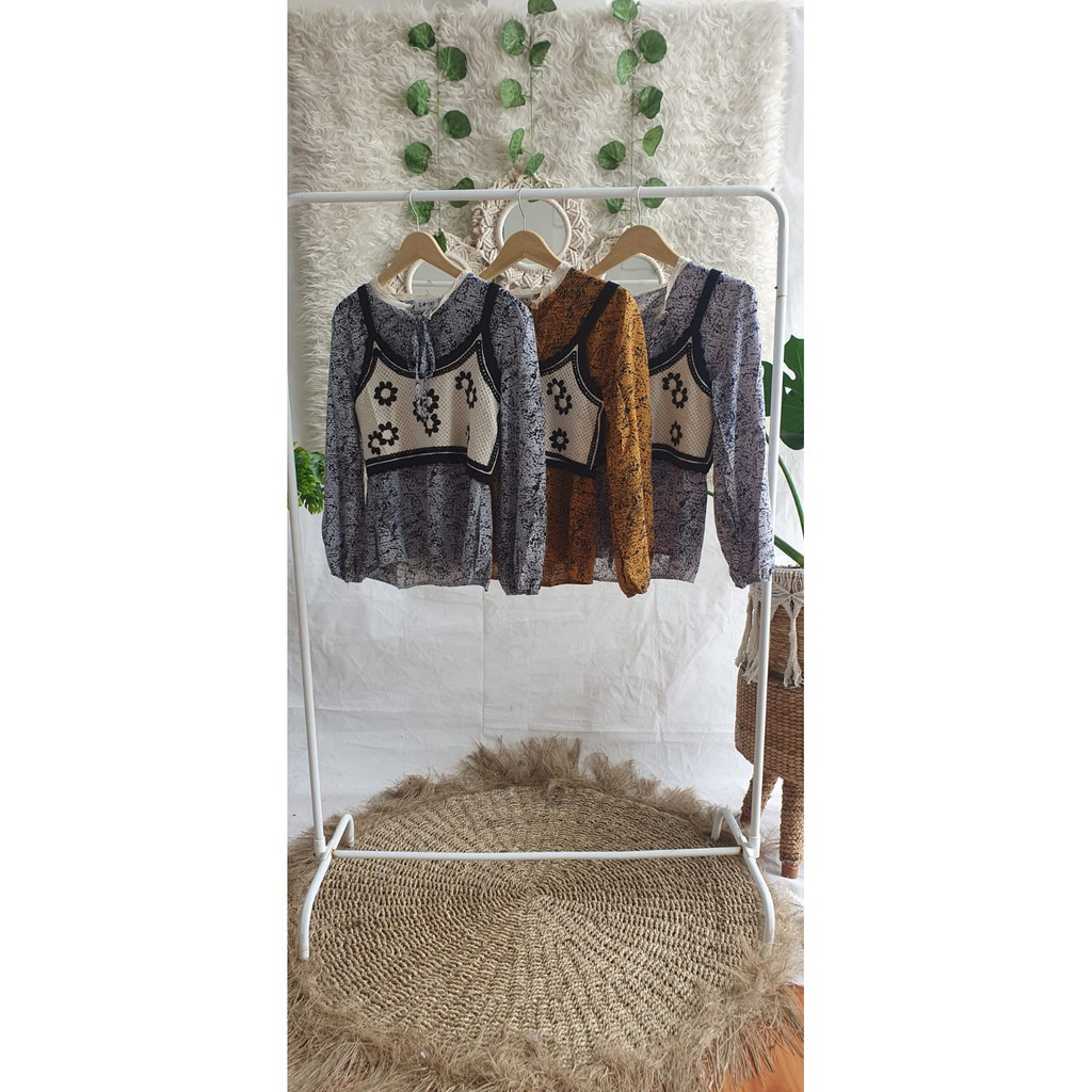 Abstract Blouse with Outer