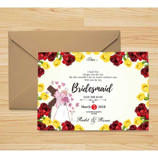 

BRIDESMAID CARD/BRIDESMAID KARTU MURAH!!! SUDAH TERMASUK AMPLOP