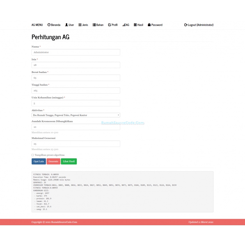 Source Code Algoritma Genetika Menu PHP