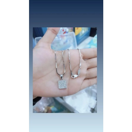 KALUNG KASANDRA FLEXY + LIONTIN SQUARE MP /KALUNG PERAK ASLI SILVER 925 LAPIS EMAS / KALUNG FASHION WANITA TERBARU