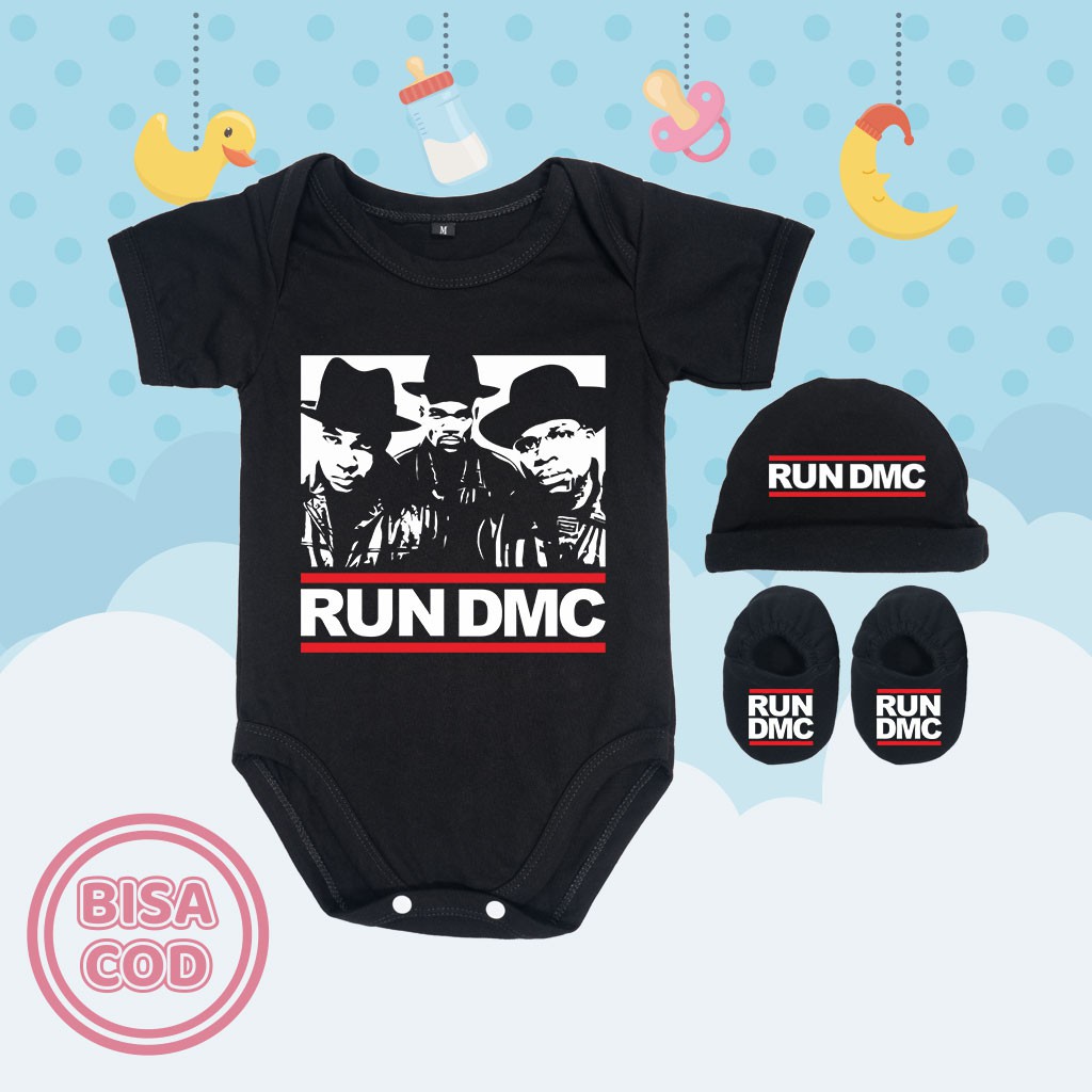 Baju Kodok Jumper Bayi Set Sepatu dan Topi Grup Musik Hip Hop Rap Rock Run Dmc