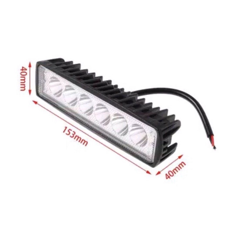 LAMPU SOROT LED BAR CREE WORKLIGHT 18W PANJANG 6 MATA 12V TEMBUS KABUT MOTOR DAN MOBIL