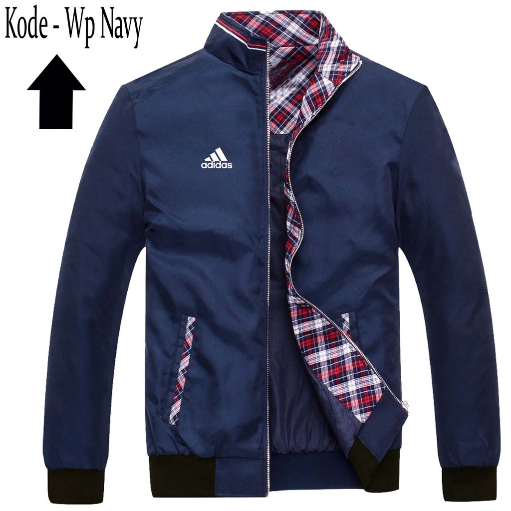 Jaket tebal parka pria bahan taslan waterproof logo Adidas & nyaman dipakai